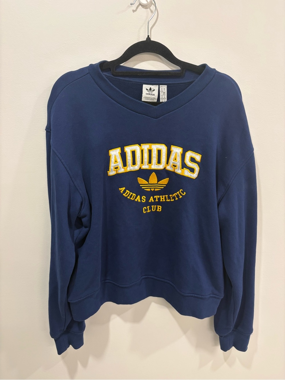 adidas Navy Crewneck Sweatshirt with Yellow Athletic Logo